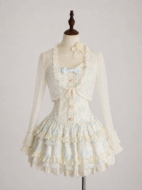 Azure Bow Bustier Dress and Lace Bolero Set - image 1