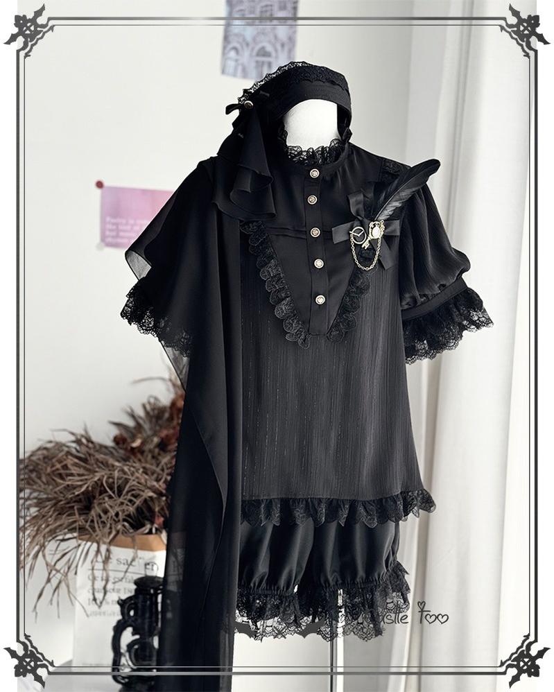 Black Moonlight - Ouji Lolita Chiffon Shirt Outfit Collection - image 14