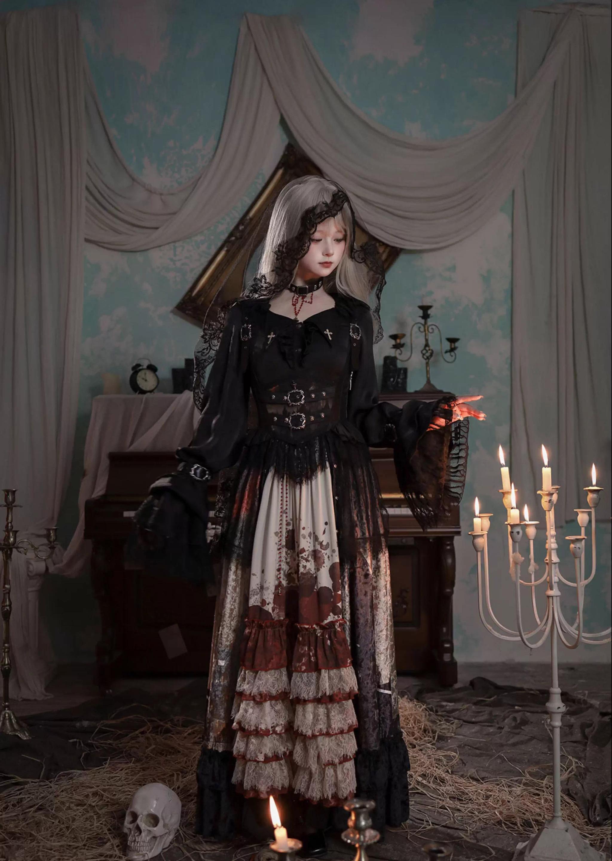 Heretic Nun - Halloween Gothic Lolita JSK Dress & Blouse Set - image 8