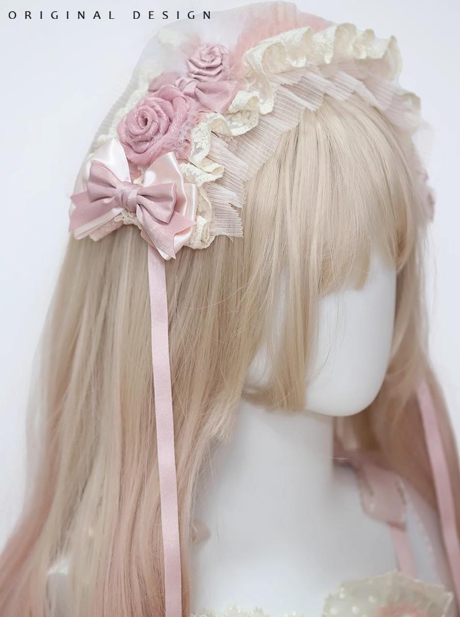 Satin Ballet Sweet Lolita Feather Bow Headdress - image 1