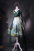 Grace in Favor - Oil Painting Sweet Lolita JSK Dress & Shoulder Sash - image 8
