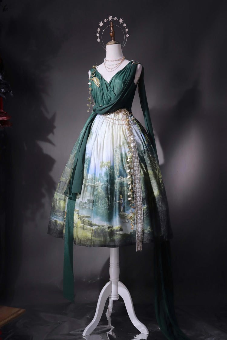 Grace in Favor - Oil Painting Sweet Lolita JSK Dress & Shoulder Sash - image 8