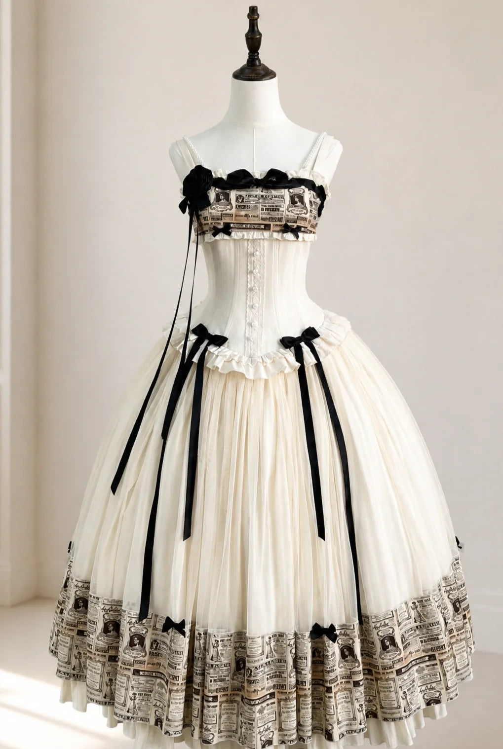 Letter from London White Newspaper Print Classic Lolita JSK Dress - image 1