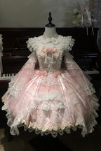 Spring Entwined with Cherry Clouds - Short Sleeves Embroidered Bow Lace Sweet Lolita Dress - image 3