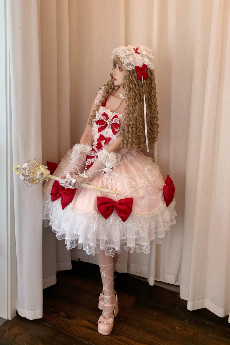Flower Dream Isle - Square Collar Multi-Layered Ruffled Bow Lace Sweet Lolita JSK Dress - image 7