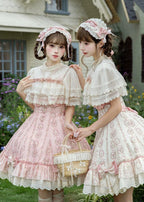 Whispers of Blossoms & Candlelight - Sweet Lolita Floral Printed JSK Dress with Bows and Accessories - image 2