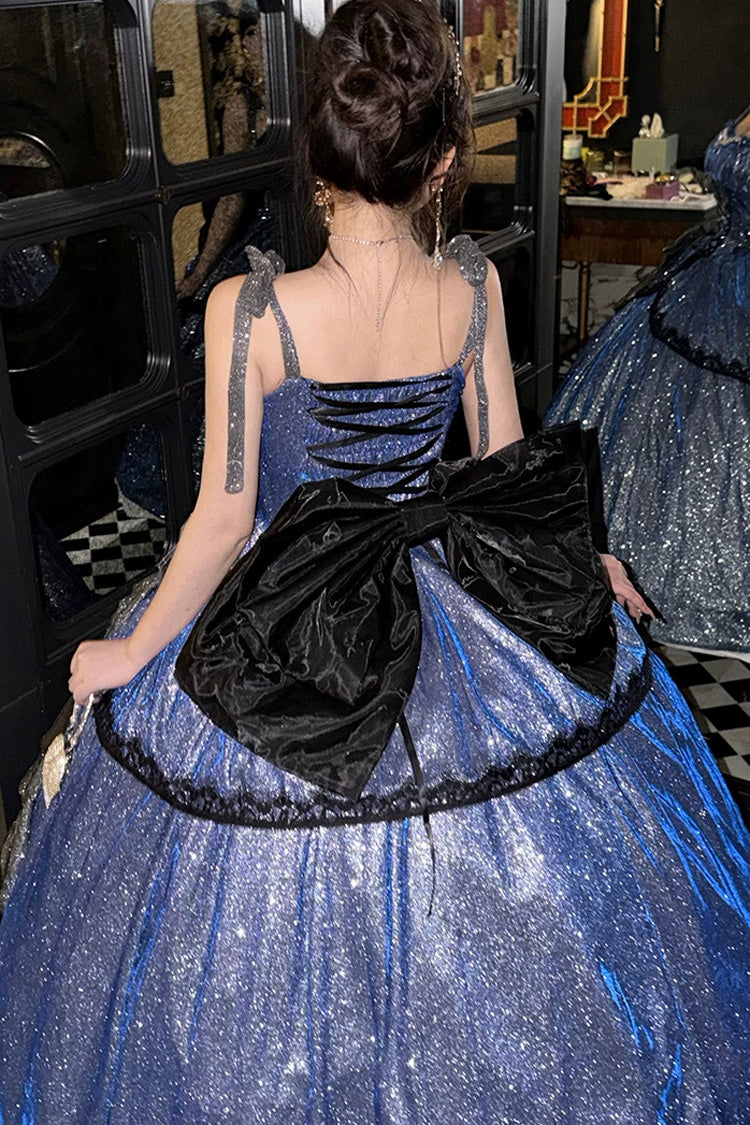 Galaxy of Fallen Tears - Sleeveless Glitter Series Ruffled Bow Asymmetric Sweet Lolita JSK Dress - image 6