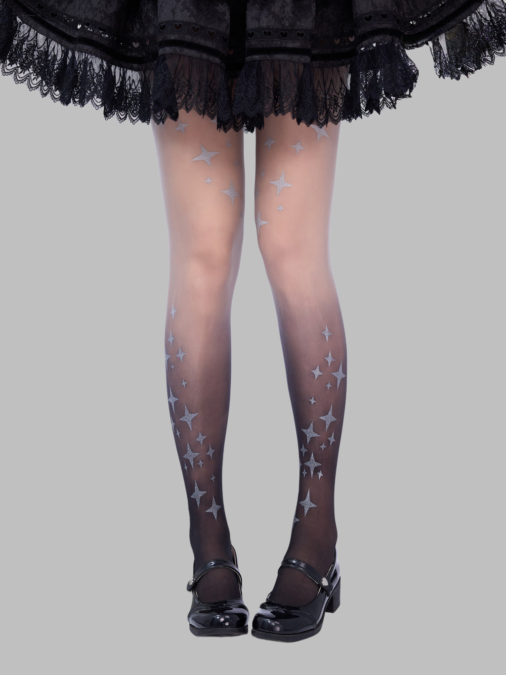 Gothic Lolita Black Gradient Printed Pantyhose - image 1