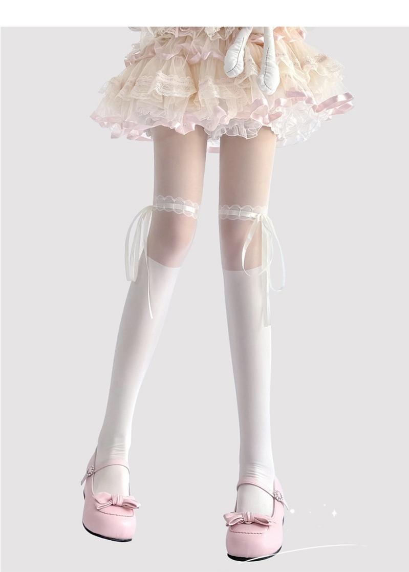 Lace-Splice Lolita Thigh-High Socks - image 7