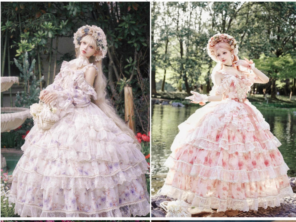 Rose Banquet Wedding Lolita OP Dress, Chiffon Tea Party Style - image 11