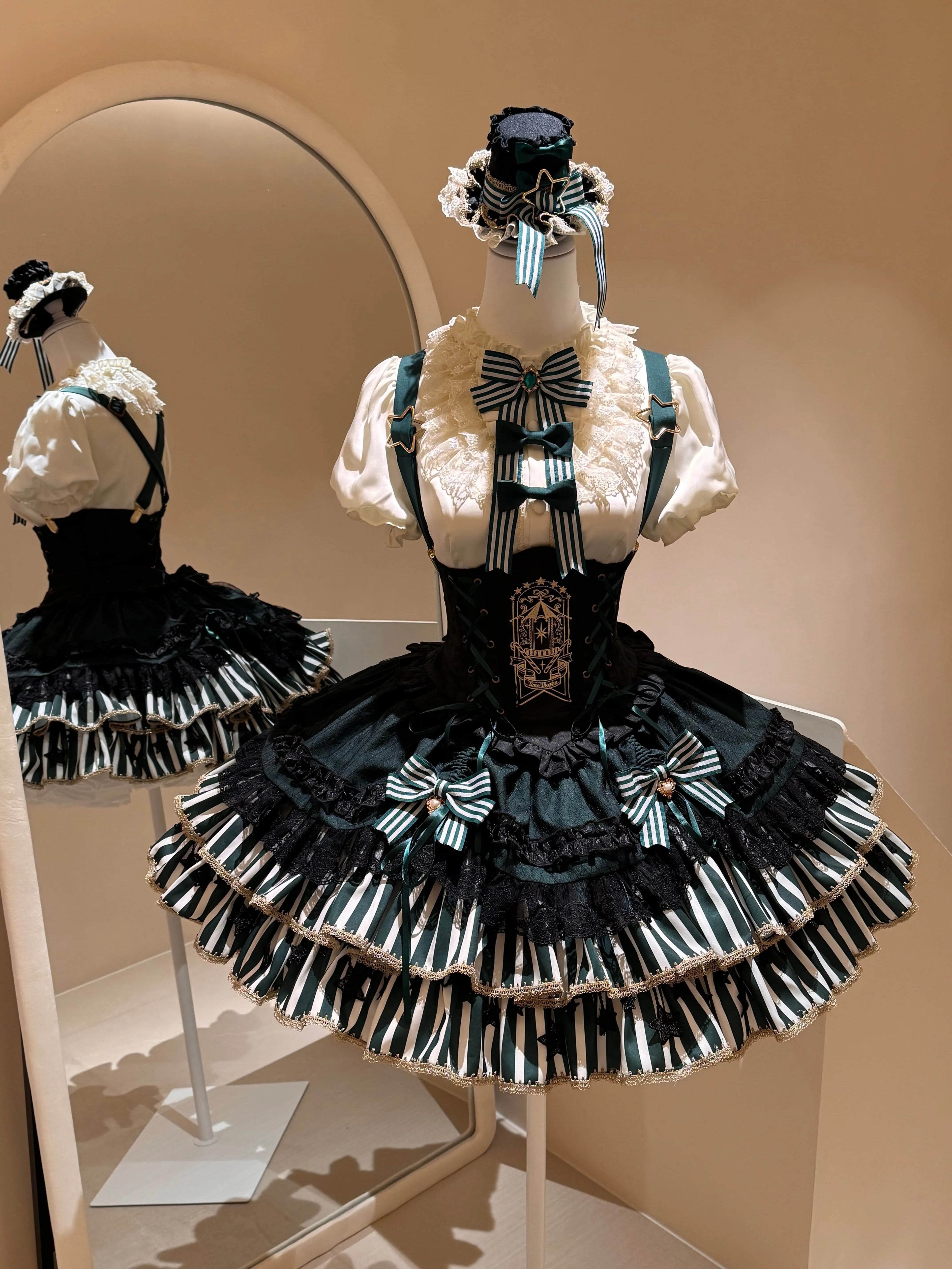 Star Track Academy Stripe Corset Gothic Lolita SK Dress Set - image 5