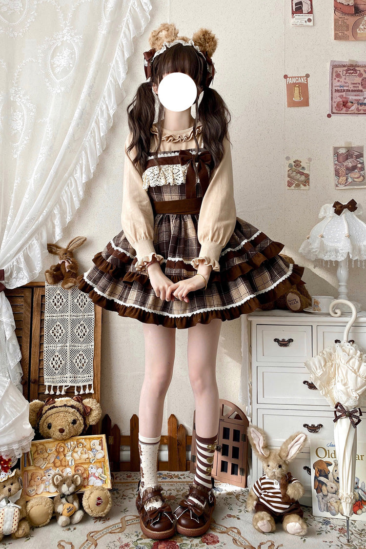 Caramel Cocoa Double-Layered Sweet Lolita JSK Dress - image 5