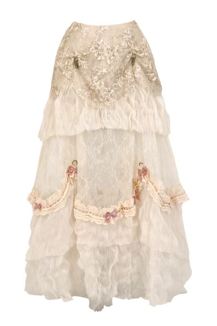 Cupid's Poetry Box Classic Elegant Lolita Long Skirt in Light Brown - image 3