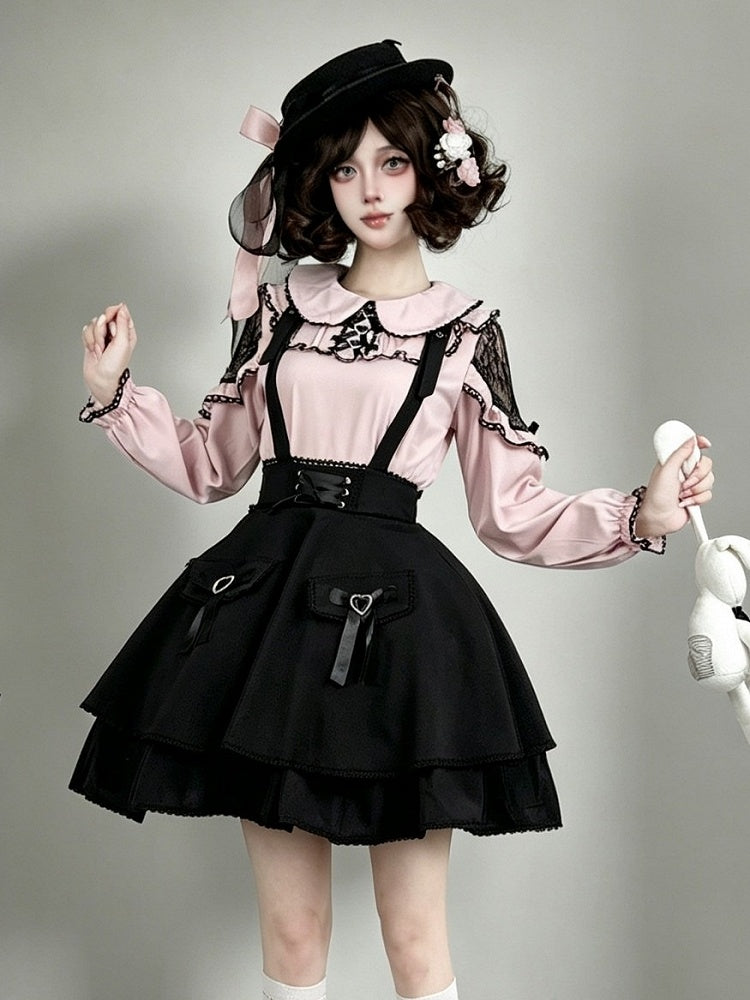 Onyx Bow-Adorned Overlay Skirt with Jirai Styling - AMAHAKAWA - image 3
