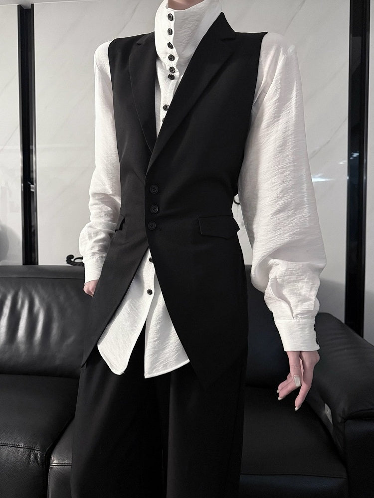 Aont Black Slim-Fit Single-Breasted Ouji Waistcoat - image 1