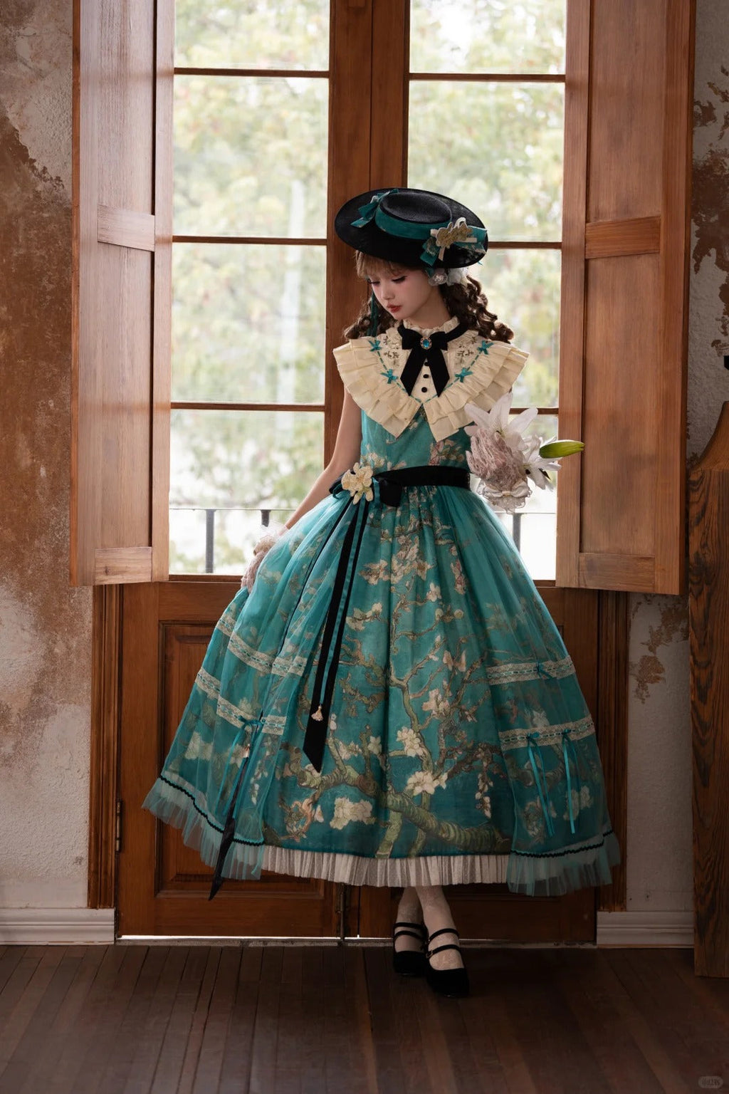 Everblooming Apricot Blossoms Classic Lolita High-Collar JSK and Accessories - image 3