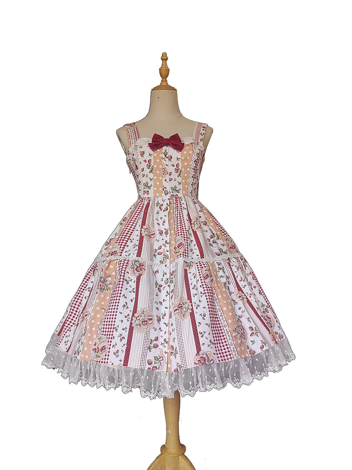 Strawberry Plaid - Sweet Lolita JSK Dress - image 3