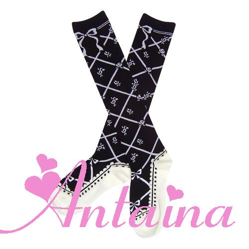 Sweet Cotton Lolita Socks Black White Pink - image 4
