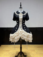 Silver Butterfly Amber - Black Gothic Lolita OP Full Set - image 11