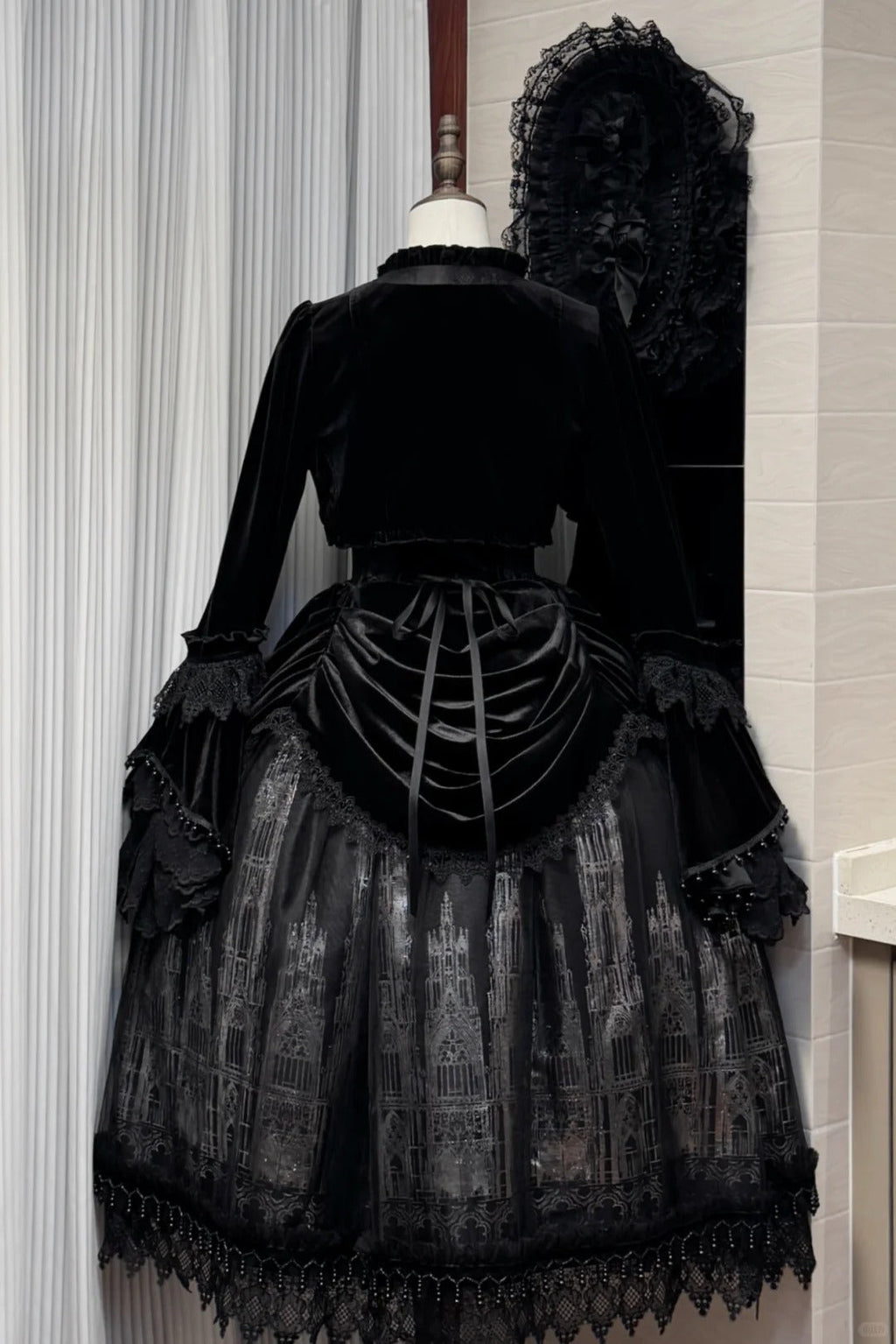Gothic Cathedral Velvet Lace Corset Lolita JSK and Jacket Set - image 11