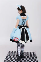 Tea Cup Meow Blue Black Cat Ear Alice Apron Sweet Lolita OP Dress - image 8