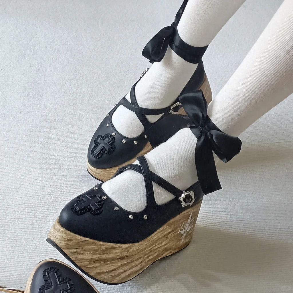 Puppet Lullaby - Gothic Cross Rocking Horse Platform Shoes - image 10
