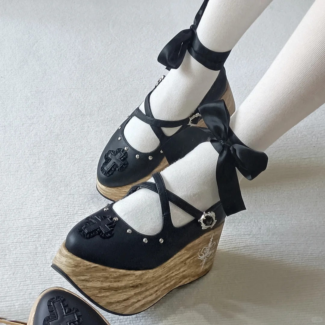Puppet Lullaby - Gothic Cross Rocking Horse Platform Shoes - image 10