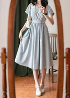 French Vintage - Linen Cotton Classic Swing Dress - image 7