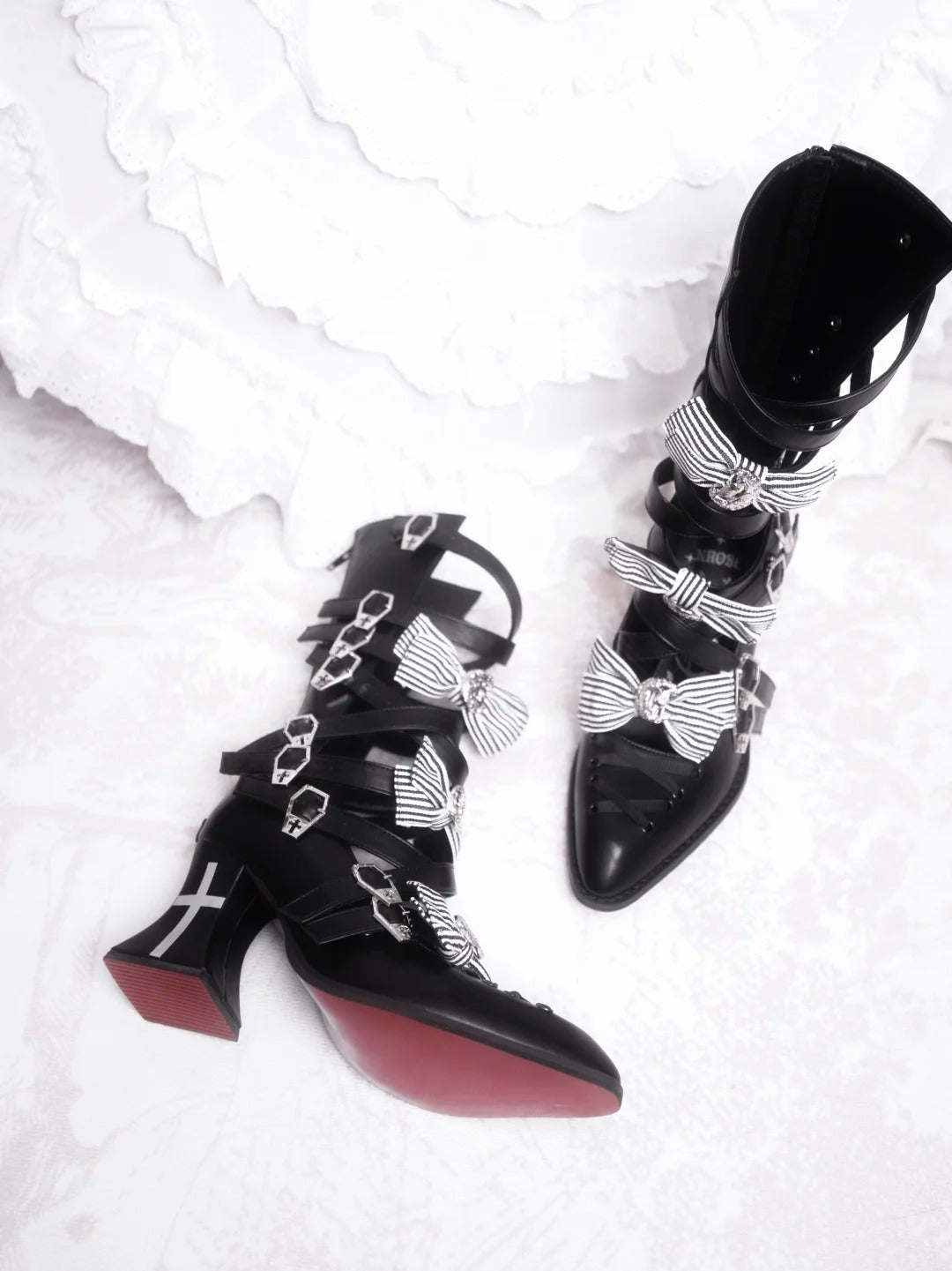 Moon Crow - Gothic Lace-Up Half-Cutout Boots - image 14