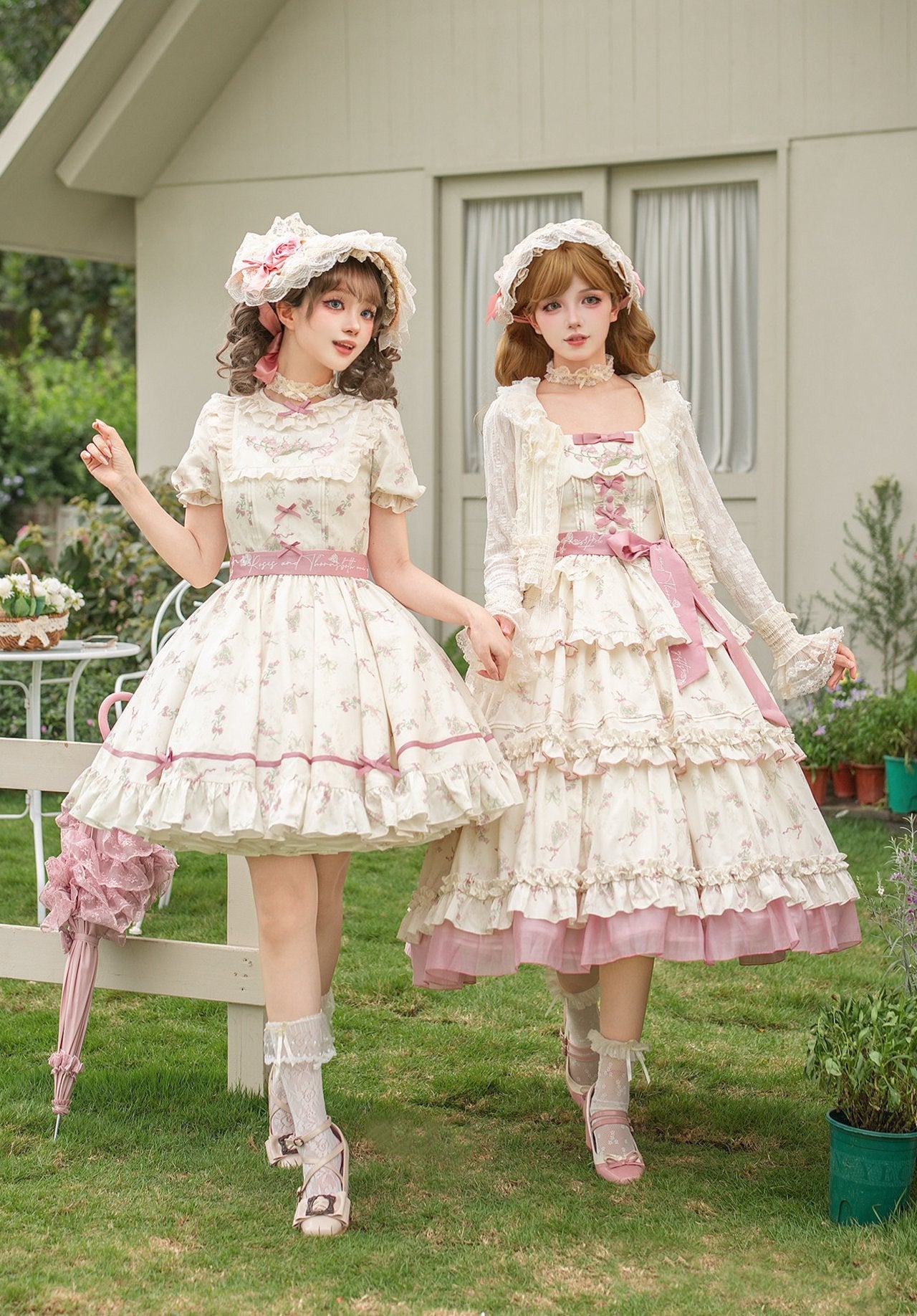 Fragrant Old Dream - Pink Bellflower Lolita OP and JSK Dress - image 11