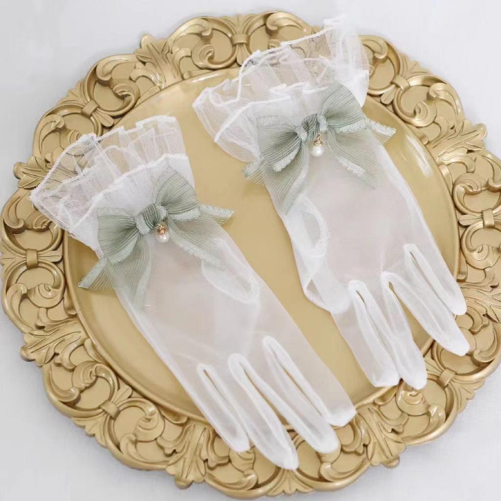 Elegant Lolita Bow Gloves, Retro Lace Glove - image 8