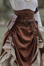 Victorian Stripes - Classic Lolita Tiered Skirt in White and Brown - image 8