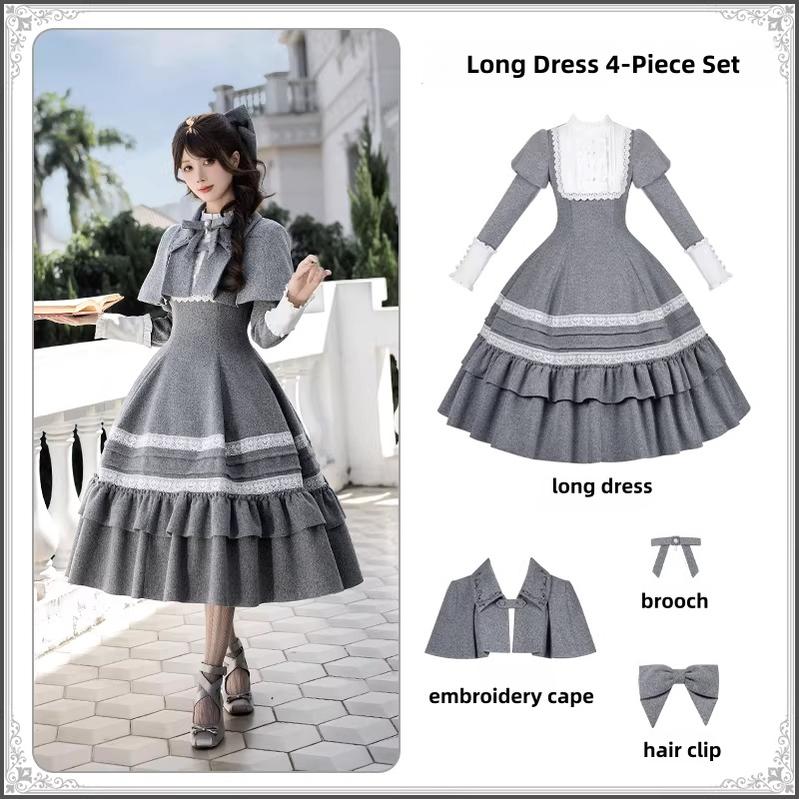 Reminisce - Pile Classic Lolita Dress, Detachable Cape and Accessories - image 27