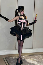 Kitten Sweetheart - Multi-Layered Ruffled Bow Lace-Up Princess Ballet Gothic Lolita JSK Dress - image 10
