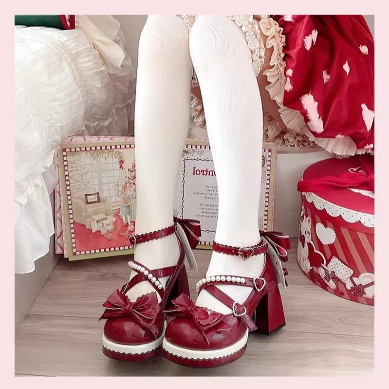 Crush Complex - Sweet Lolita Heel Shoes, Pearls & Bows - image 30