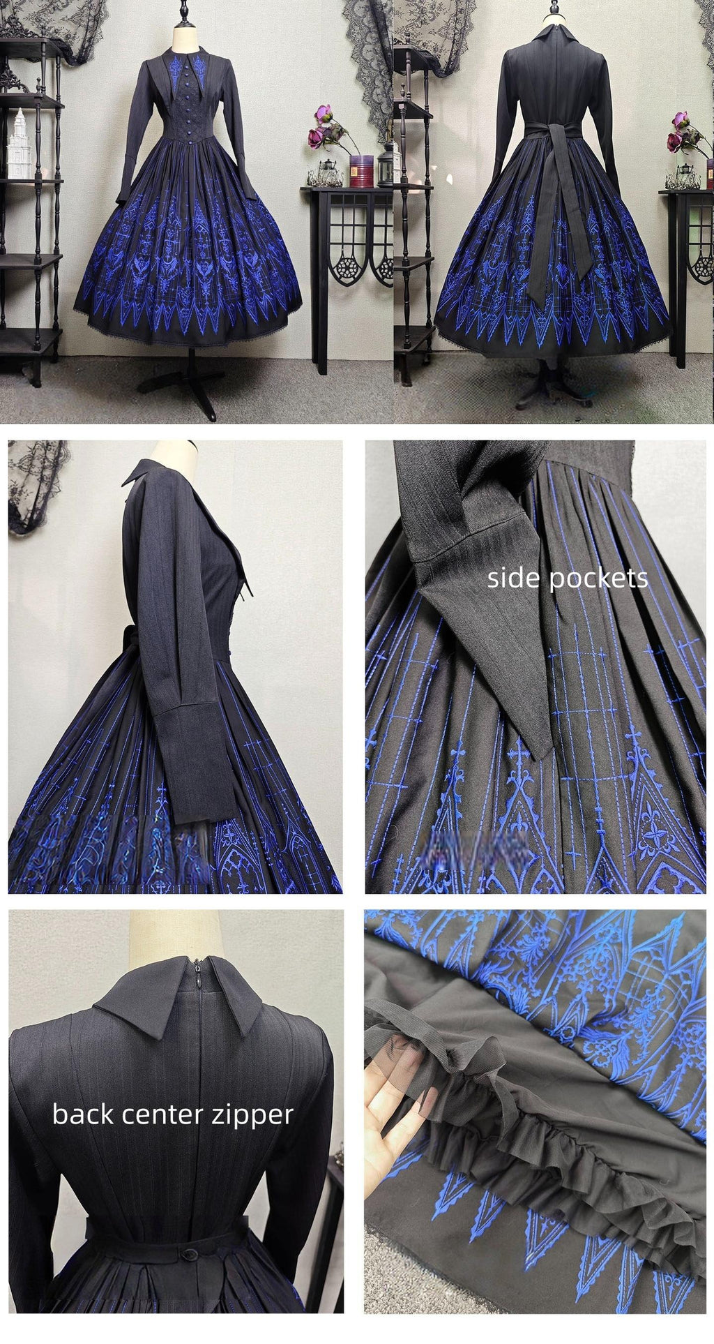Dream Window - Gothic Lolita Church Embroidery OP Dress, Back Zipper - image 17