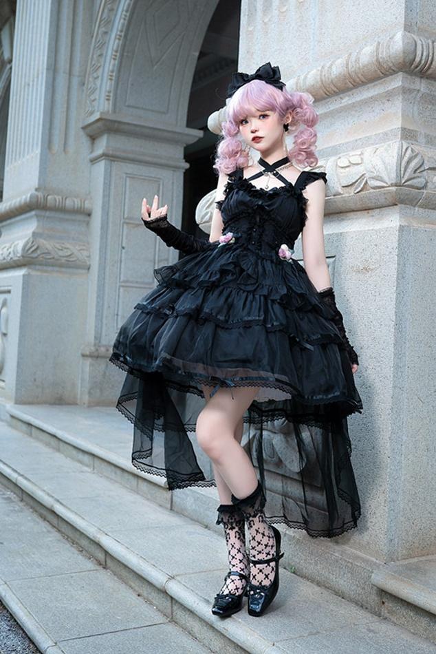 Ballet Maiden - Classic Lolita Four-tiered Hem JSK Dress with Rose Details - image 10