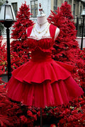 Romantic Rose - Square Collar Sleeveless Ruffled Classic Ballet Lolita Dress - image 1