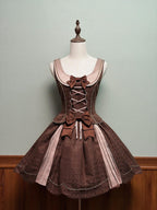 Bear Chocolate Slab - Classic Lolita Pleated JSK & SK Dress, Side Zipper - image 1