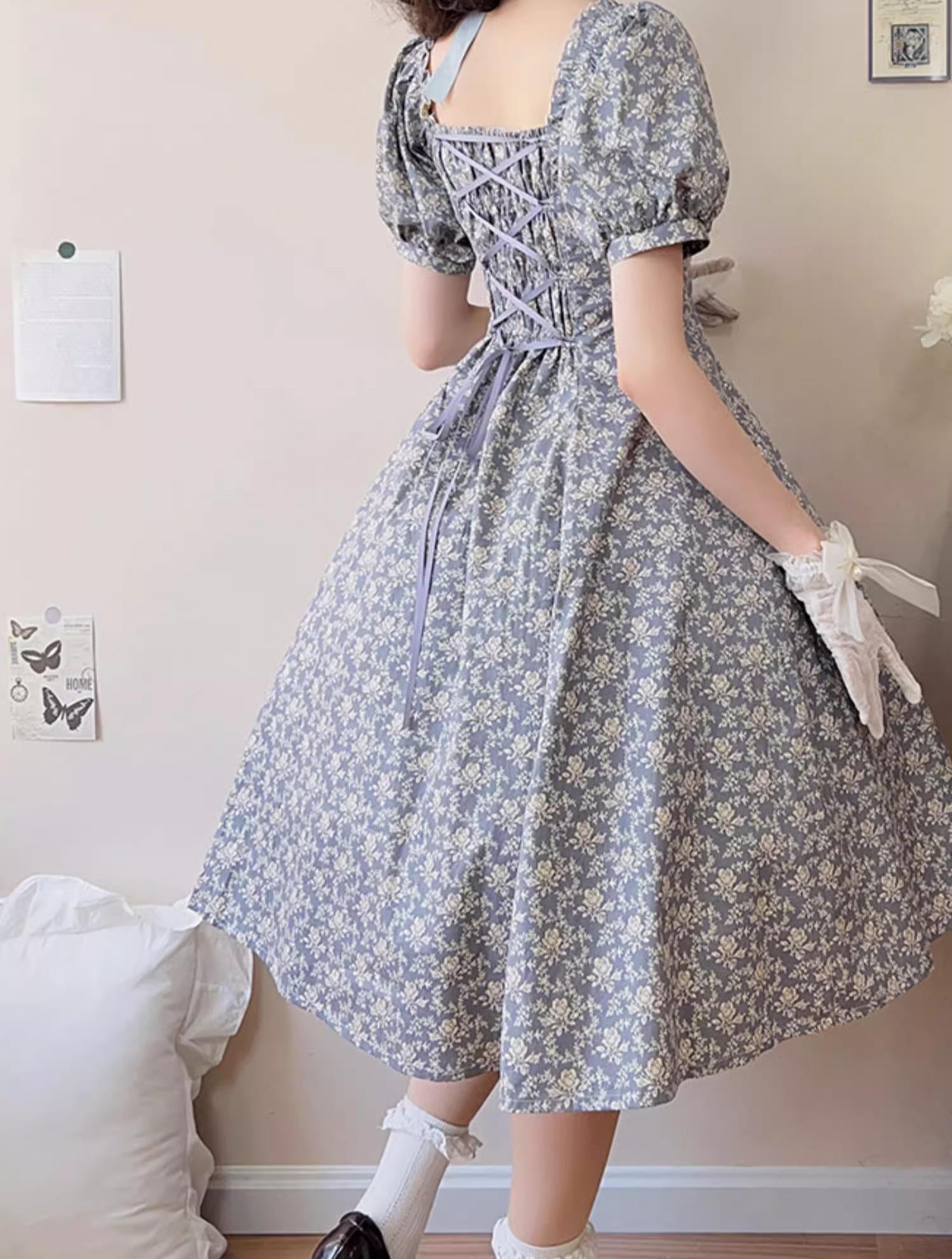 Pastoral Poem - Elegant Lolita OP Dress Floral Print 6-Piece Cut Lolita Dress - image 18
