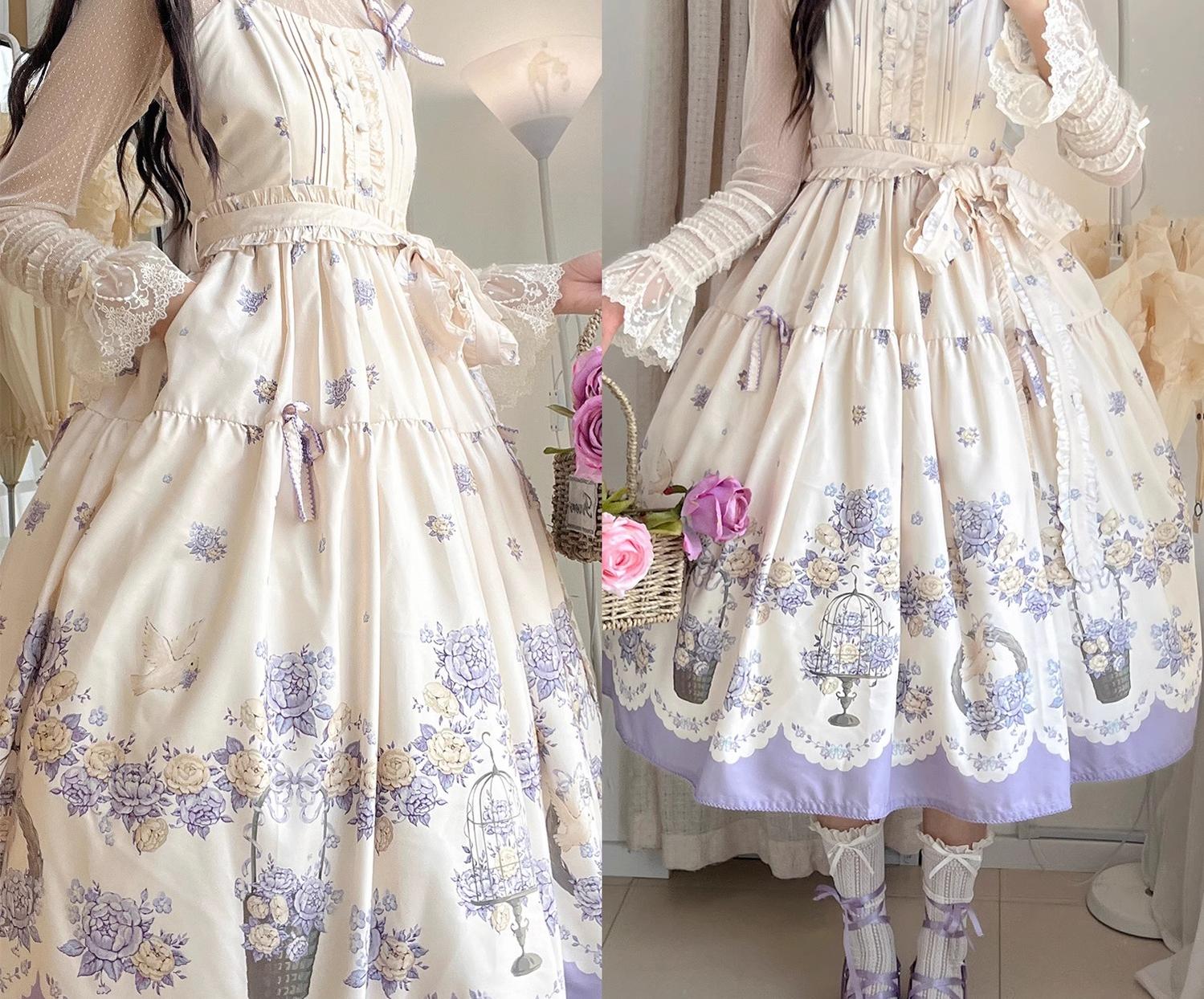 Floral and Bird Series - Classic Lolita JSK Dress, Floral Print - image 41