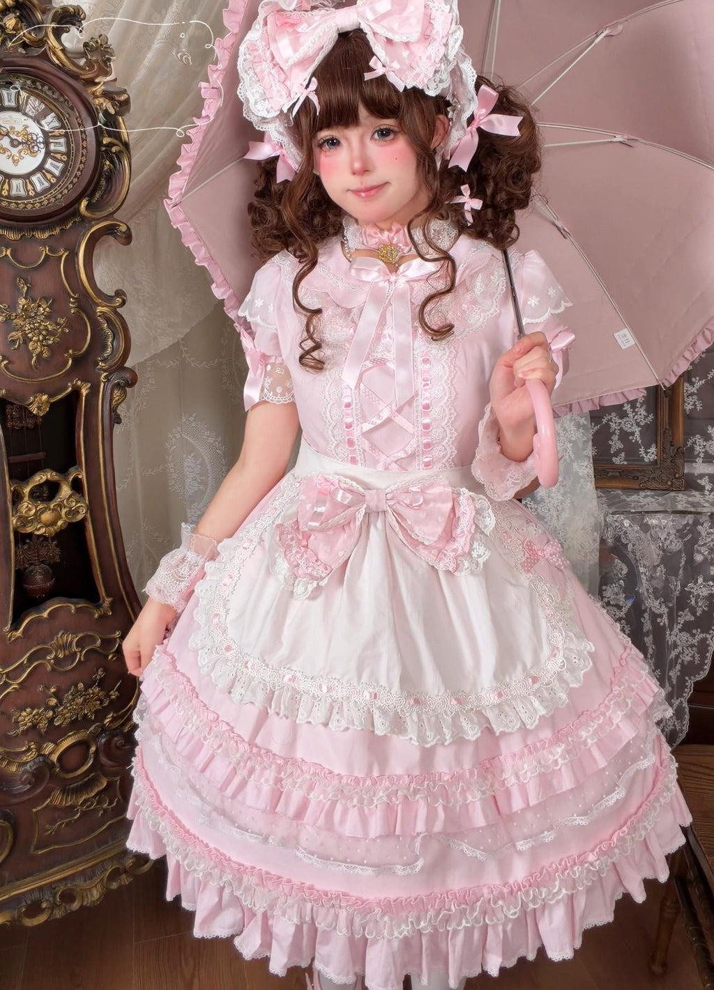 Petal Pastry Chef - Old School Lolita OP Dress with Back Rabbit Ear and Accessories - image 1