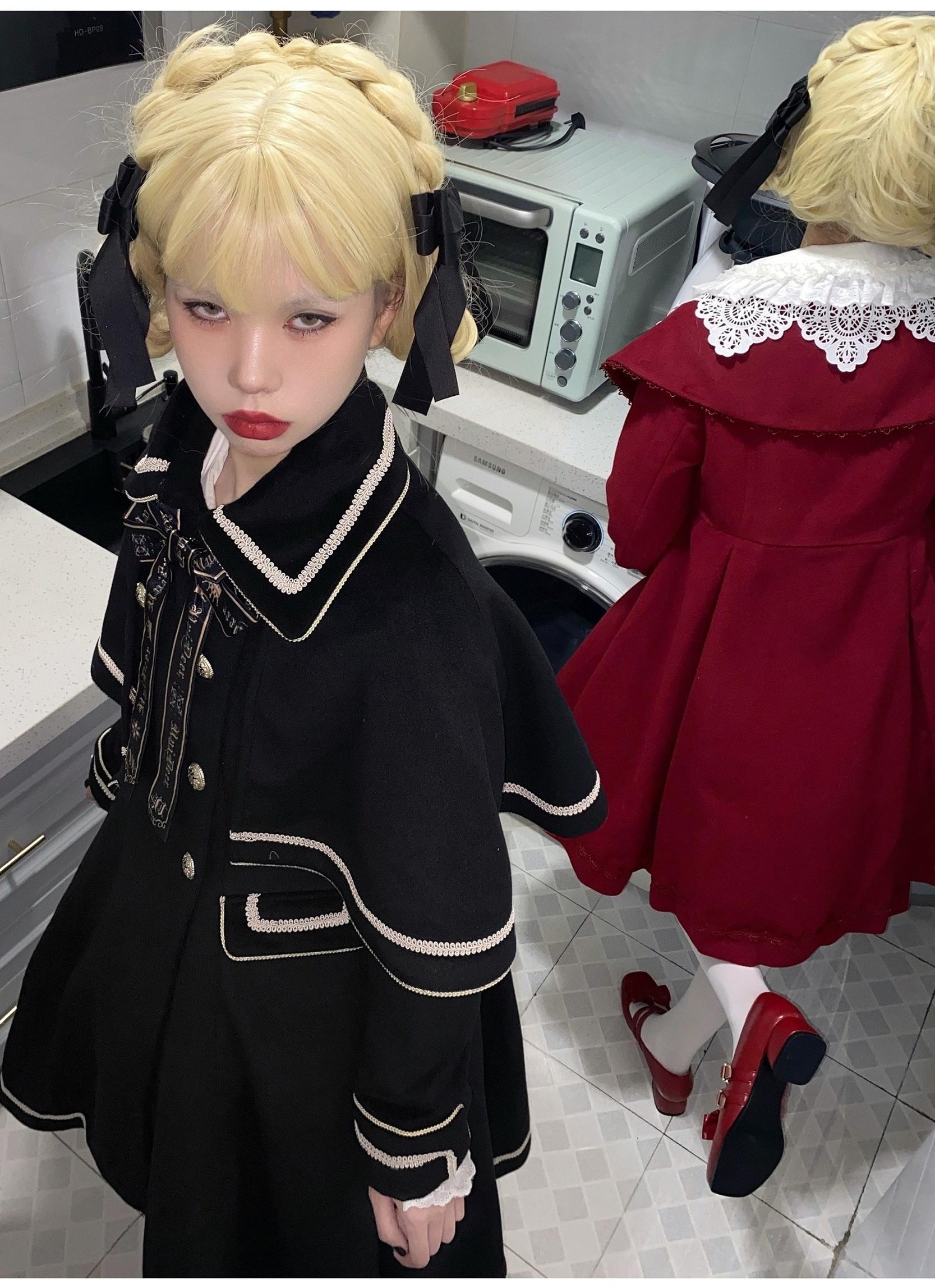 Galaxy Traveler - Classic School Lolita Overcoat with Detachable Cape and Bow - image 5