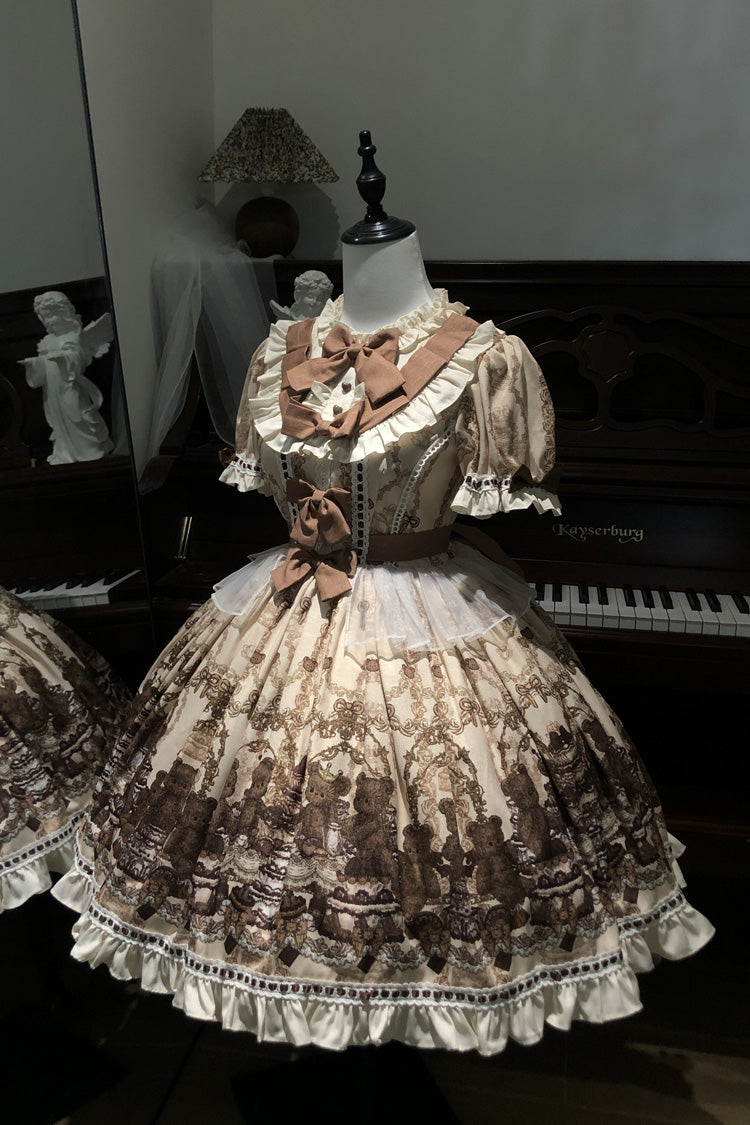 Teddy Bear Party - Daily Sweet Lolita Short-Sleeve OP Dress - image 7