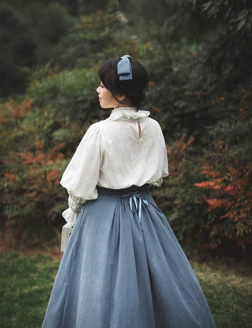 Misty Forest Elegant Vintage Lolita Fishbone Long Skirt and Vest - image 9