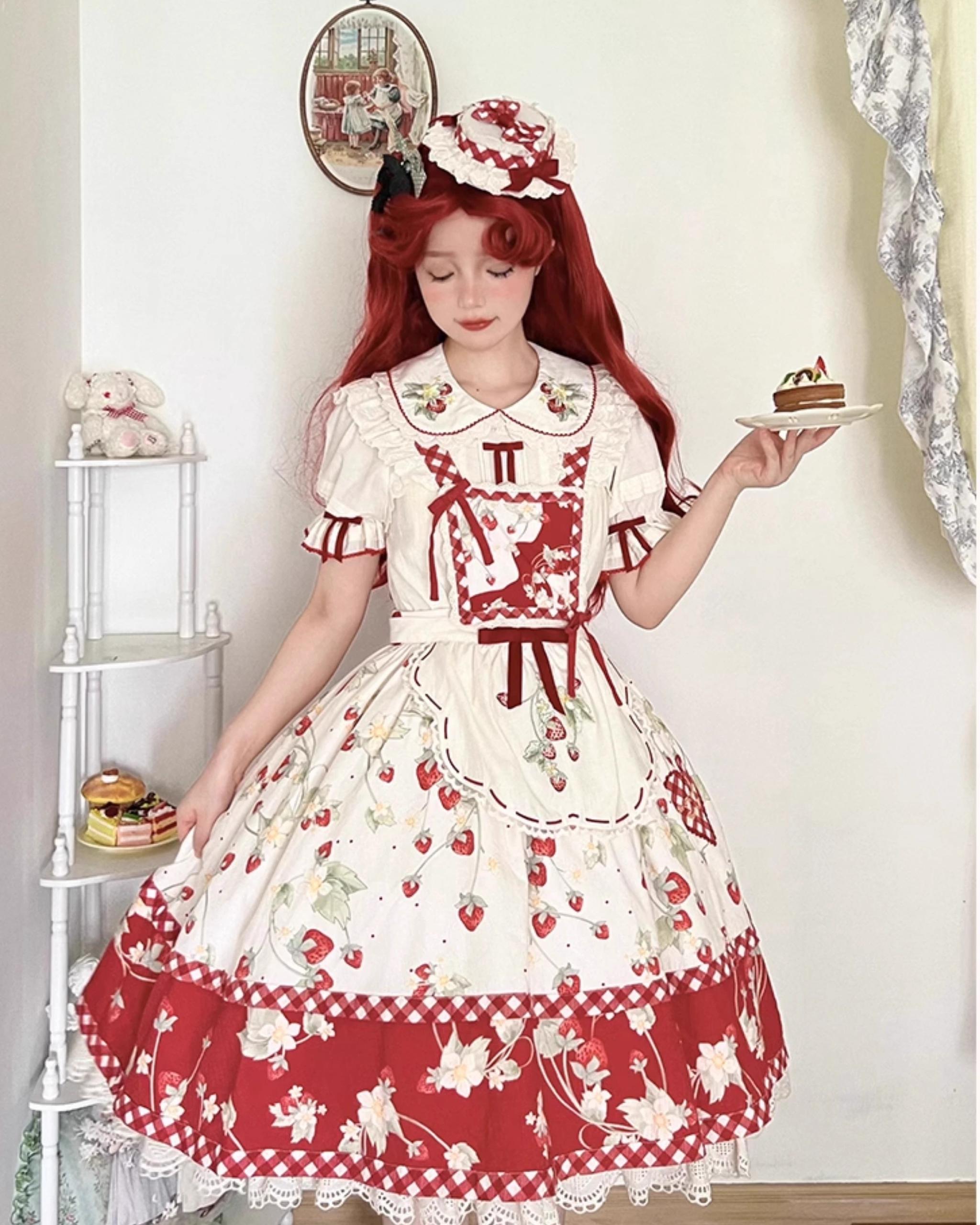 Sweet Lolita Shirt Strawberry Embroidery Ivory Blouse - image 14