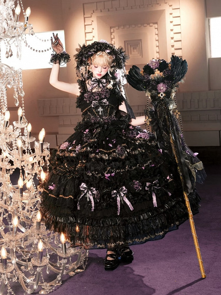 Black and Purple Ankle-Length Hanayome Hime Lolita Dress - image 8