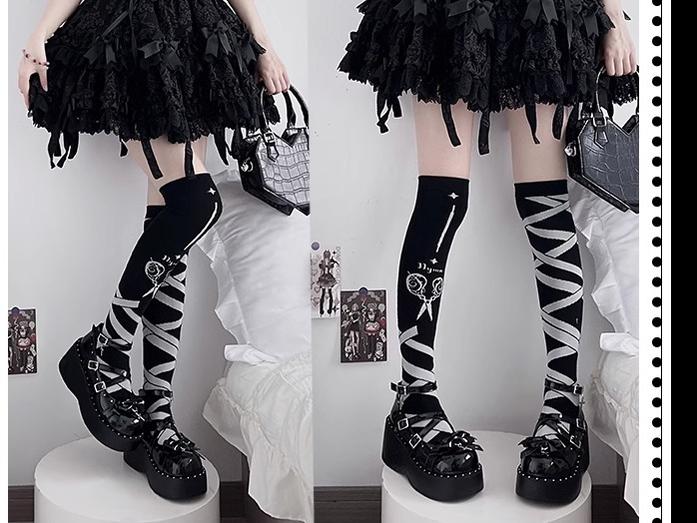 Devil Cross - Punk Lolita Shoes Cross High Platforms Shoes - image 14