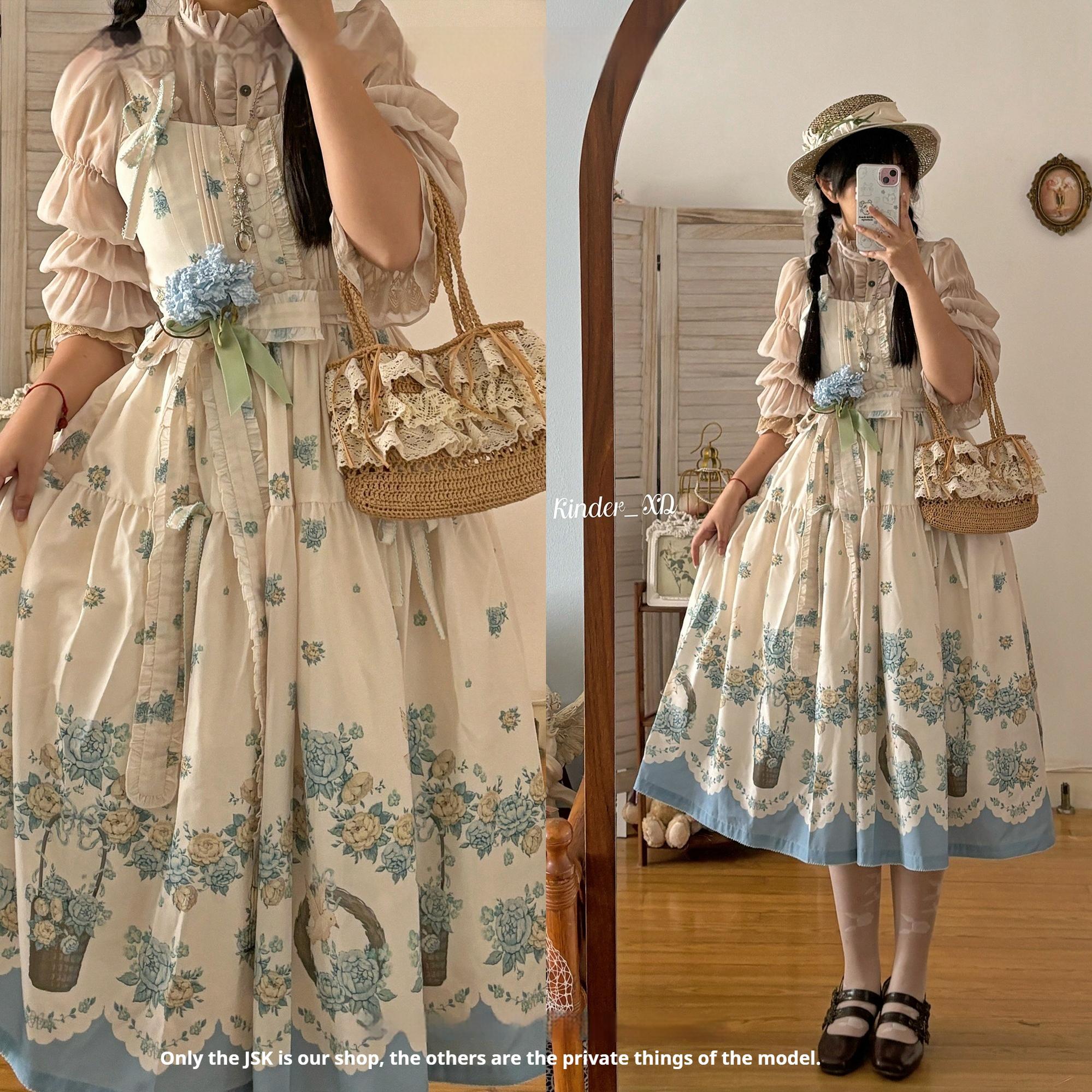 Floral and Bird Series - Classic Lolita JSK Dress, Floral Print - image 29