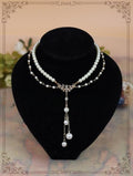 Classic Artificial Pearl Necklace, Butterfly Pendant - image 1